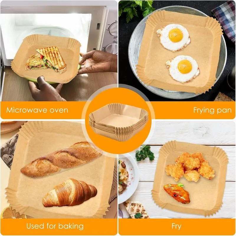 50/100pcs Air Fryer Disposable Liners Non-Stick Airfryer Baking Papers Non-stick Parchment Paper for Baking Roasting Microwave