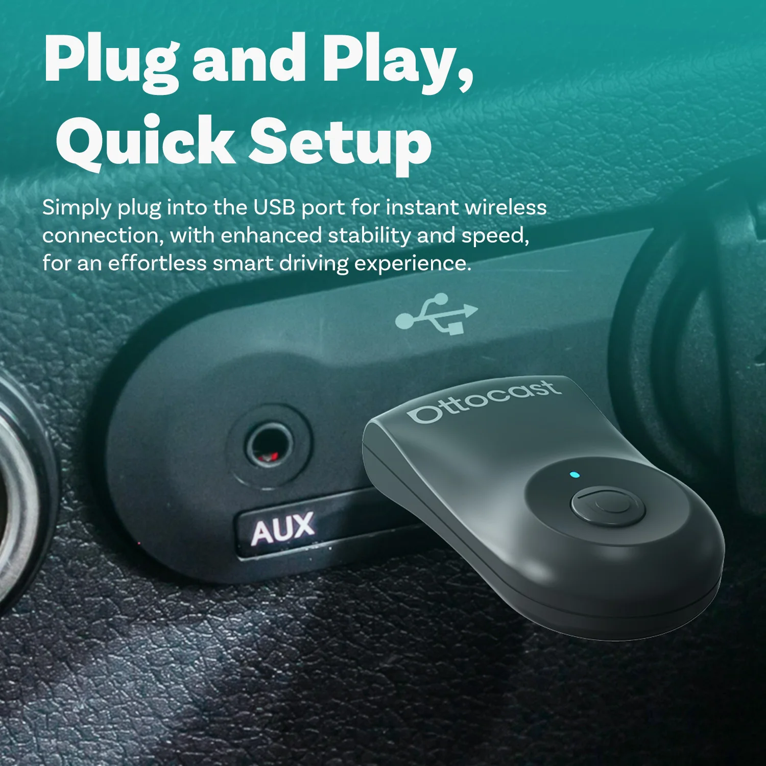 OTTOCAST Mini 2-in-1 Wireless CarPlay Android Auto Adapter mit One-Key Disconnect, 5GHz WiFi Plug&Play Fast Connect USB Dongle – Detail 11