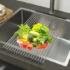 20 Tube Fruit Holder Sink Roller Foldable Kitchen Dish Drying Rack Stainless Steel Bowl Organizer Basket Racks Home Accessories 3