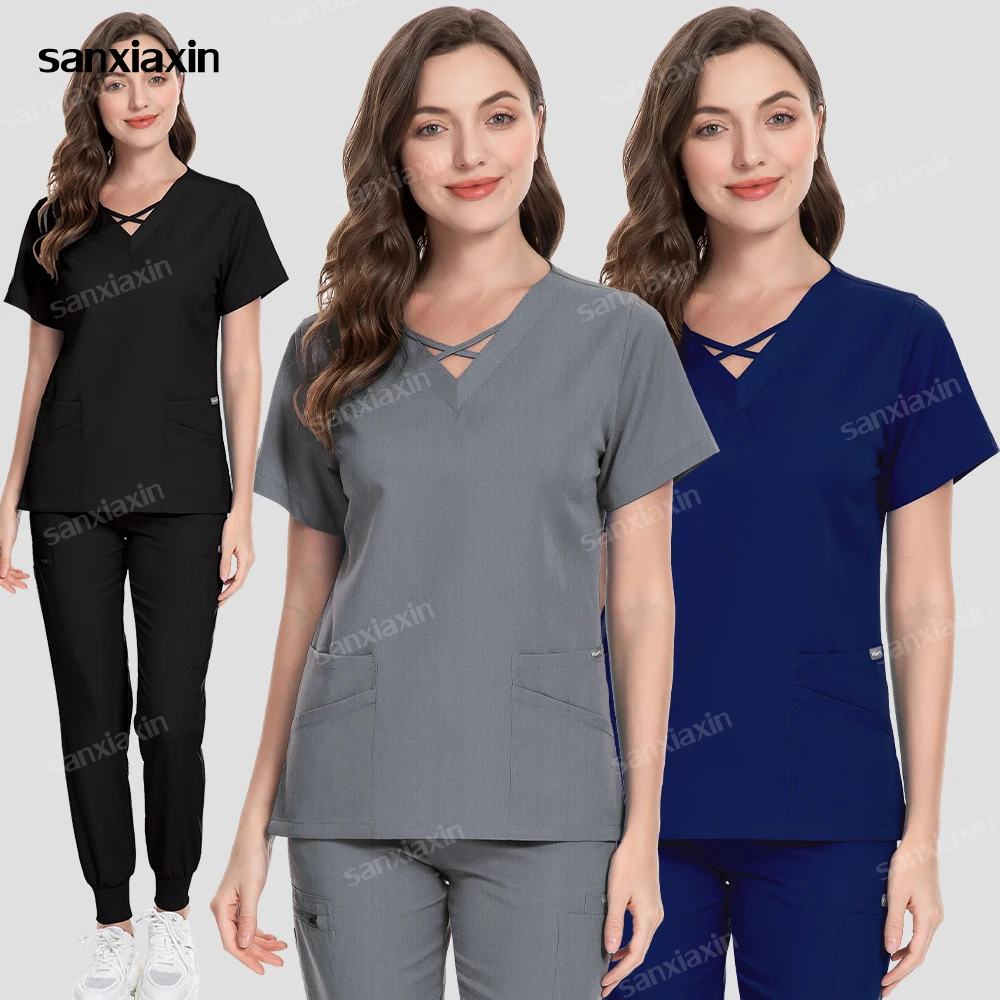 

Surgical Uniforms Woman Scrubs Set Medical Nurse Beauty Salon Workwear Clinical Scrubs Top + Pants Spa Doctor Nursing Tunic Suit
