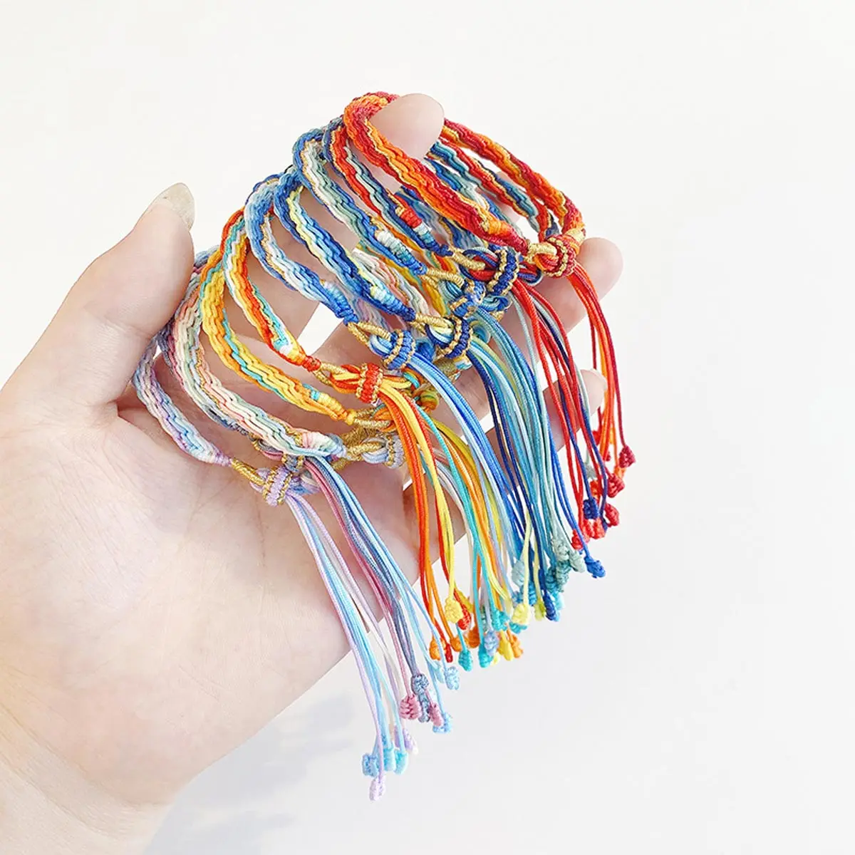 Men Women Reincarnation Hand Woven Bangle Rope Gradient Color DIY Materials Bag Couple Bracelets Jewelry Gift for Friends Lovers