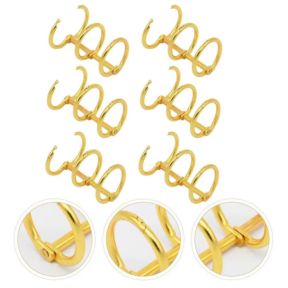 

6 Pcs Metal Binder Clips Photo Album Ring Three-hole Three-holes Rings Book 3-rings Iron DIY Practical Segmented