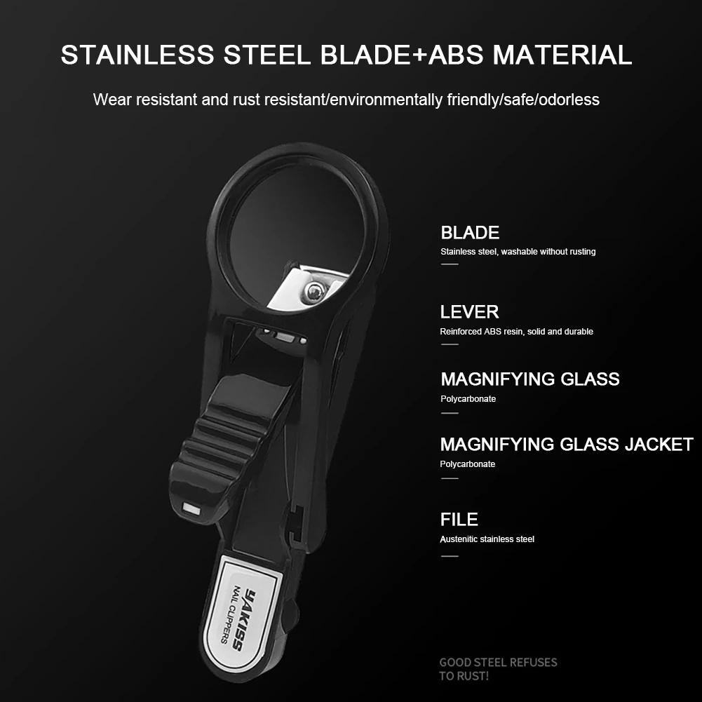 Nail Clipper With Magnifying Glass Stainless Steel Elderly Nail Clippers Anti-Splash Precise Cutting Trimming Tool For Home