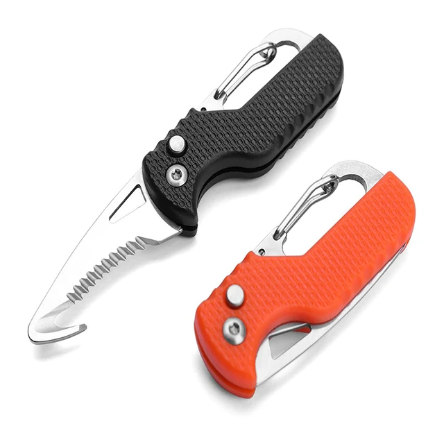 Portable Folding Serrated retractor mini Keychain Serrated Hook Box Opener  Outdoor Camping Carry-on Survival Tool