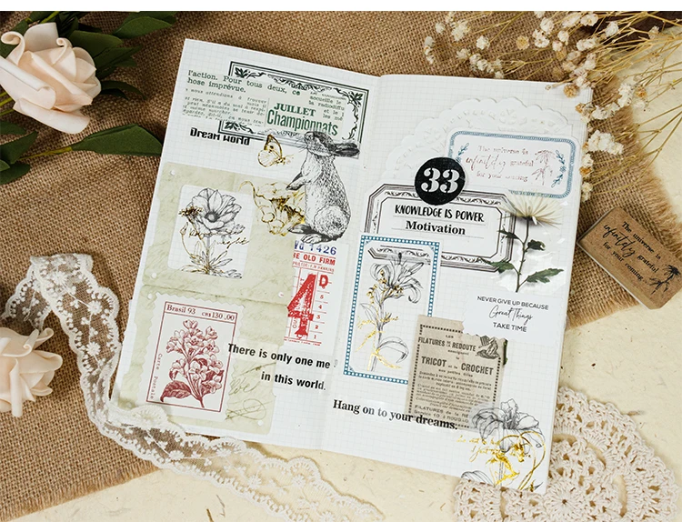 20 Stück Pflanzen- und Blumenaufkleber, transparente dekorative Aufkleber für Scrapbooking, Aufkleberpackung, Etiketten, Junk-Journal-Zubehör – Detail 17
