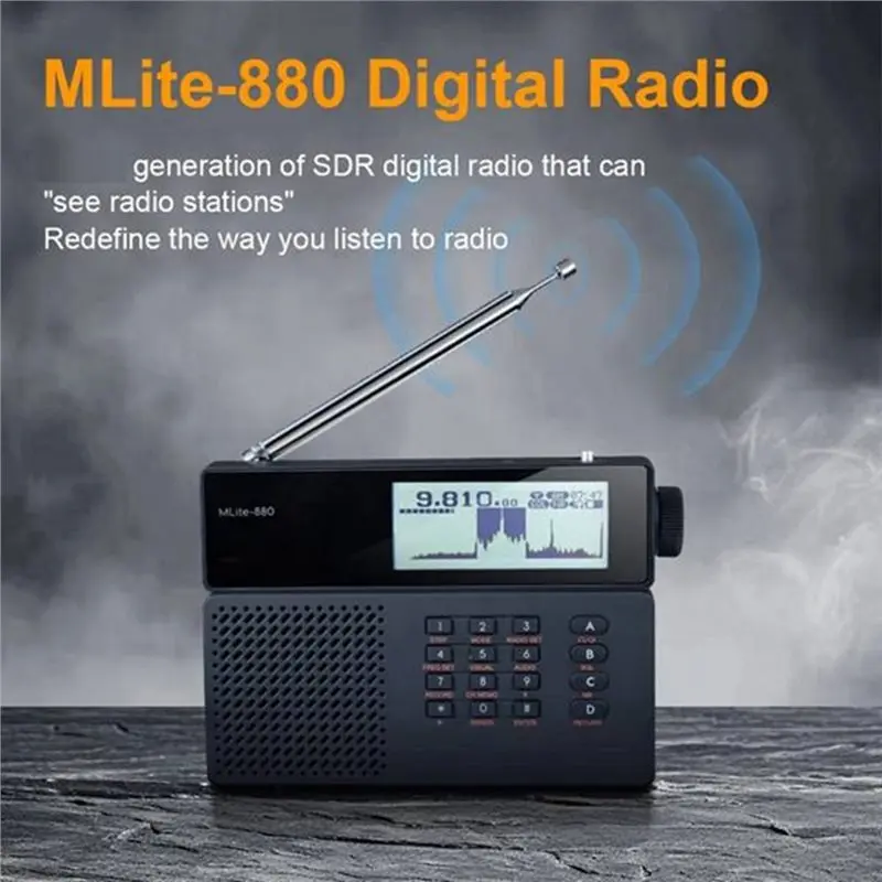 Y43A-Mlite-880 SDR 수신기(안테나 포함) DSP 라디오 SSB/AM/FM RDS 휴대용 풀 밴드 라디오 디지털 단파 라디오