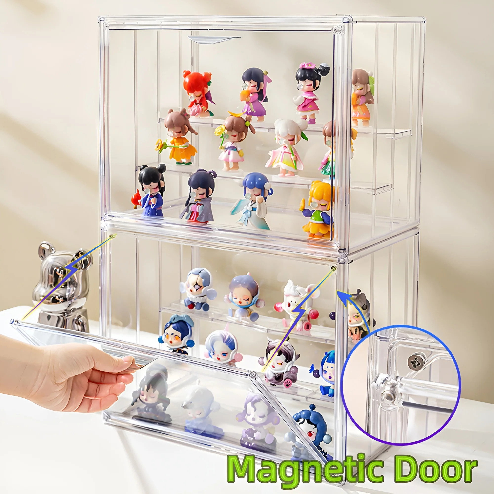 Clear Large Figure Storage Box Organizer For Figurine Acrylic Box Blind Box Makeup Toy Showcase Organizer For Handbag Figurine