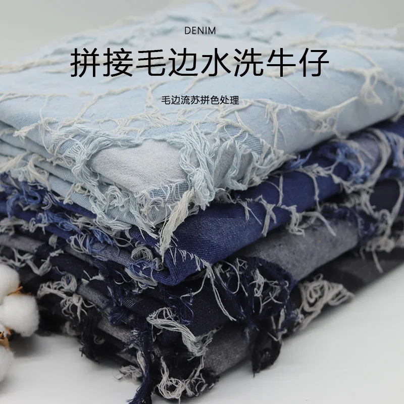 Stitching Tassel Washed Jacquard Fabric Clothing High-Grade Handmade Diy Clothes and Coat