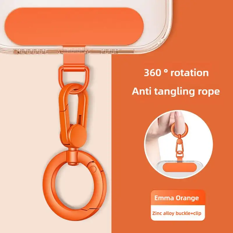 Metal Phone Lanyard Gasket Patch Rotatable Metal Buckle Hanging   Steel Clip Card Cord Tab Mobile Phone Accessories - Image 5