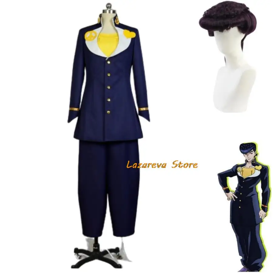 

Anime JoJo's Bizarre Adventure：Diamond Is Unbreakable Higashikata Josuke Cosplay Costume Wig Uniform Man Woman Carnival Suit