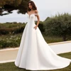 Simple Strapless Wedding Dresses Off The Shoulder Beads V Neck Bridal Grown Floor Length Satin A Line Vestidos De Novia 2024 1