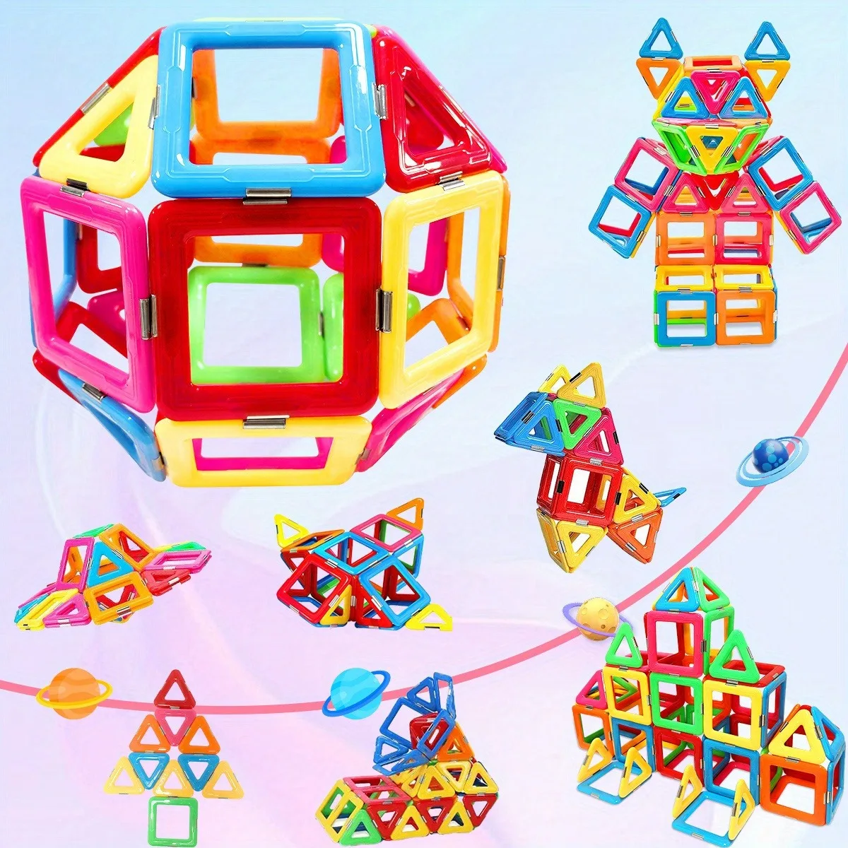 STEM MANETIC BUDULATS BLUEK Zestaw kreatywnej zabawki edukacyjnej materiał ABS mieszane kolory zestaw do nauki przedszkola magnetic building blocks magnetic assembly toy