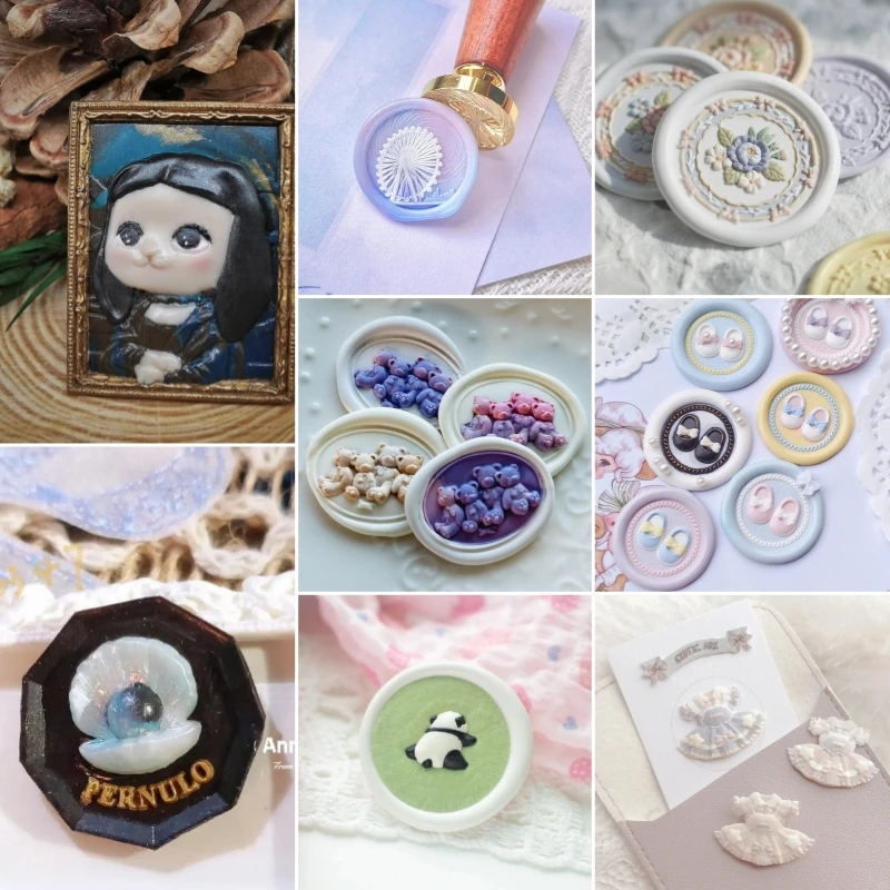 Engraved Seal Head Vintage Study Bath Towel Incense Stamp Shell Shaped Fire Seal Embossed Copper Head Tulip Stamp Envelope