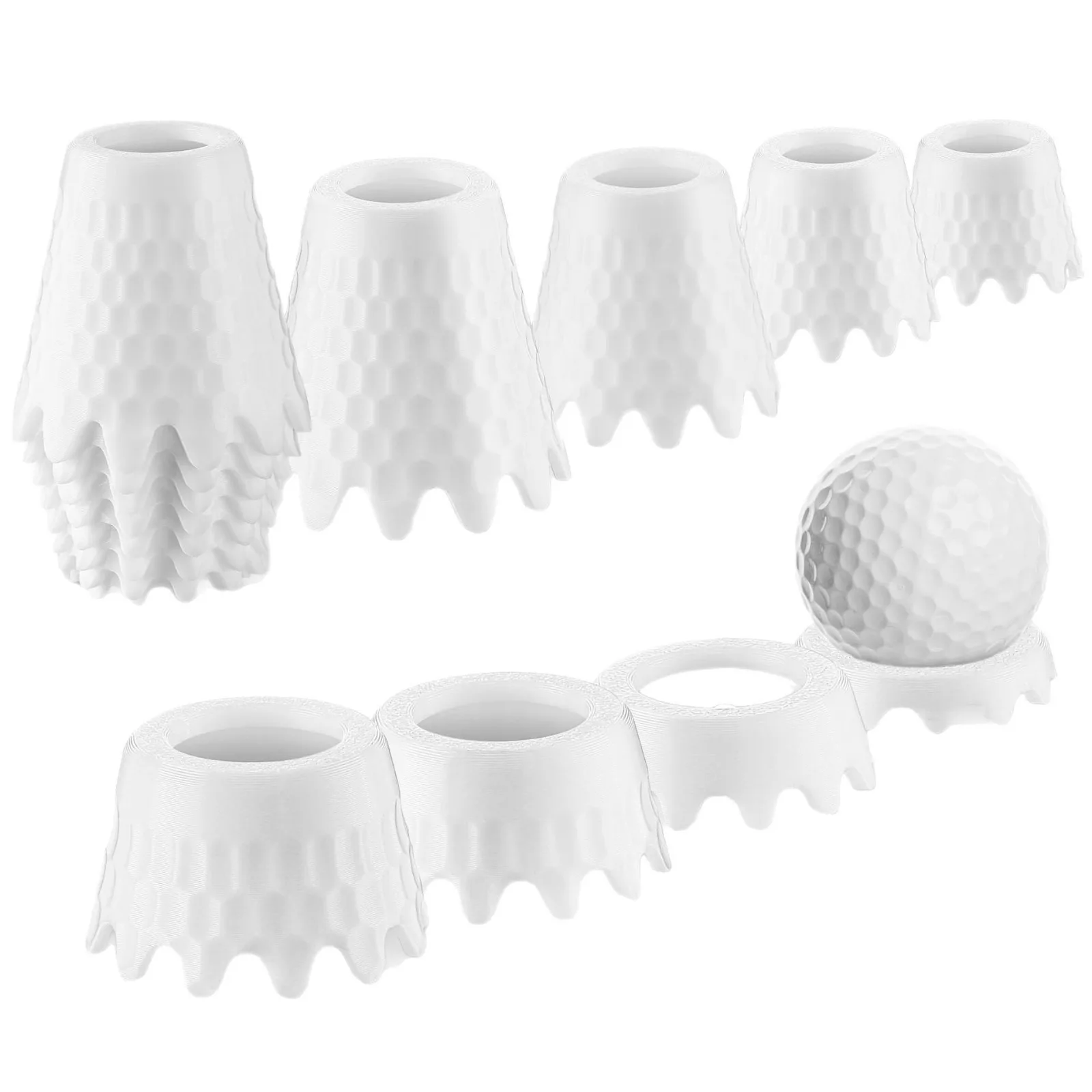 Pack 8 Pcs Golf Tee Step Down Plastic Golf Tees White For Height From 1/4 Inch To 2 Inch Golf Ball Holder Simulator Drop Ship