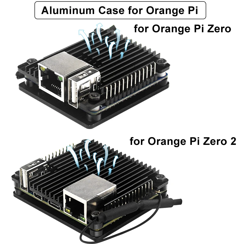 Caixa alaranjada do alumínio do pi zero 2, Gabinete refrigerando passivo protetor, Shell preto do metal