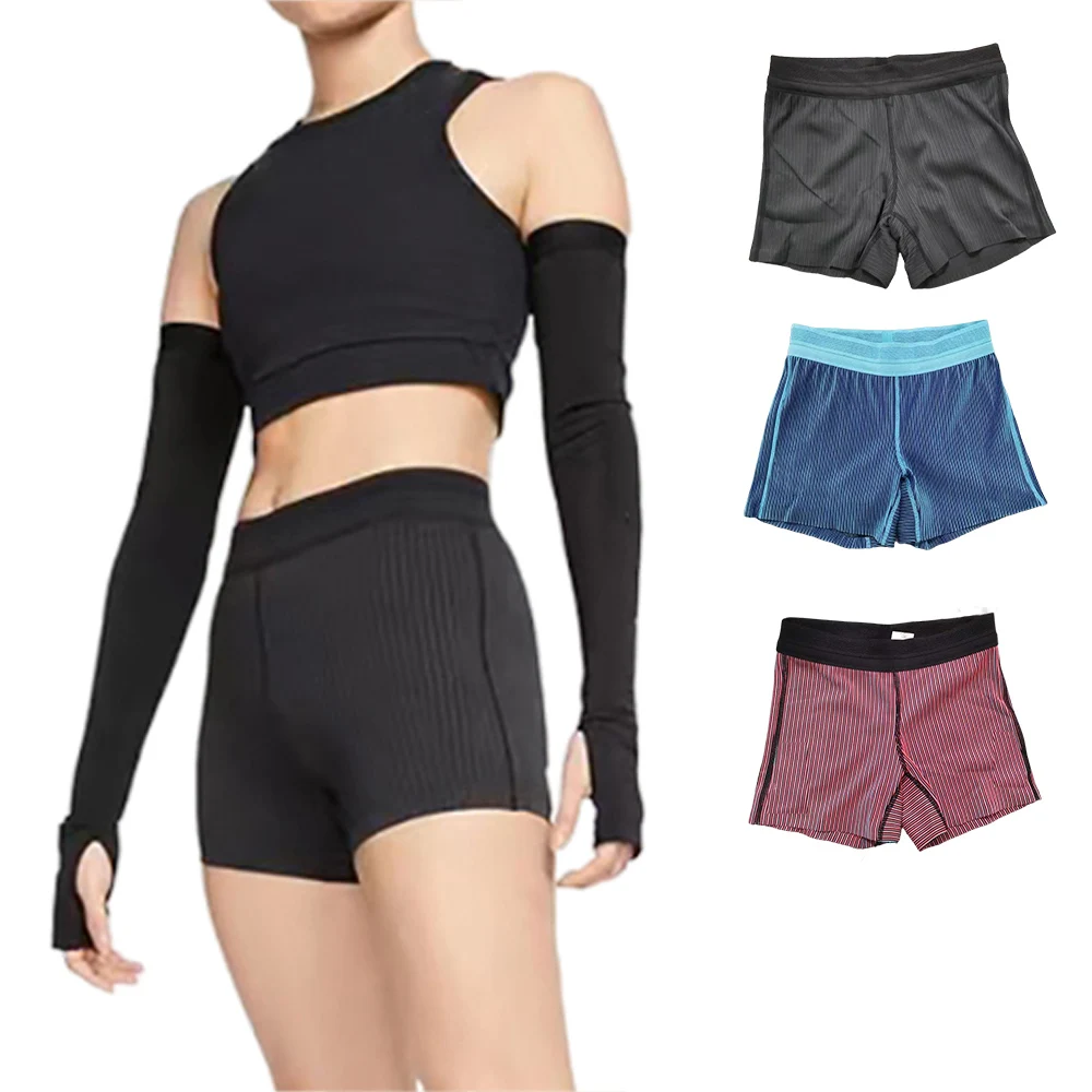 Women Leggings Female Sports Stripes Shorts Fast Running Speedsuit Women's Yoga Pants