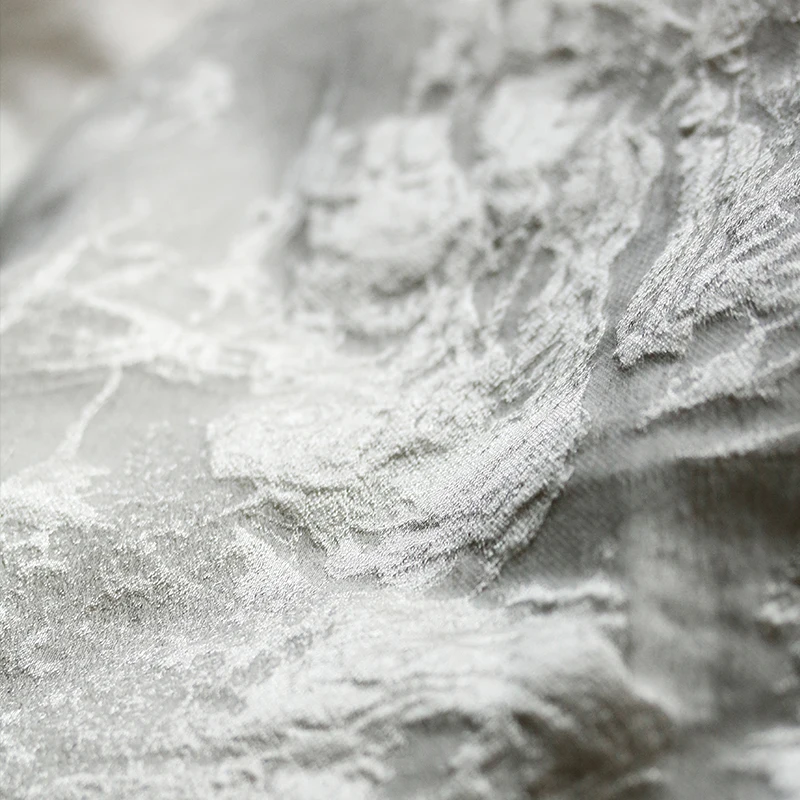 Dark-textured Glossy Jacquard Wrinkled Cotton Linen Fabric Vintage Hard Silhouette Clothing Designer Fabric
