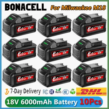 Per Milwaukee M18 6000mAh Batteria 18V Li-Ion M18B5 48-11-1860 48-11-1850 48-11-1840 48-11-1830 48-11-1820 Batterie di ricambio