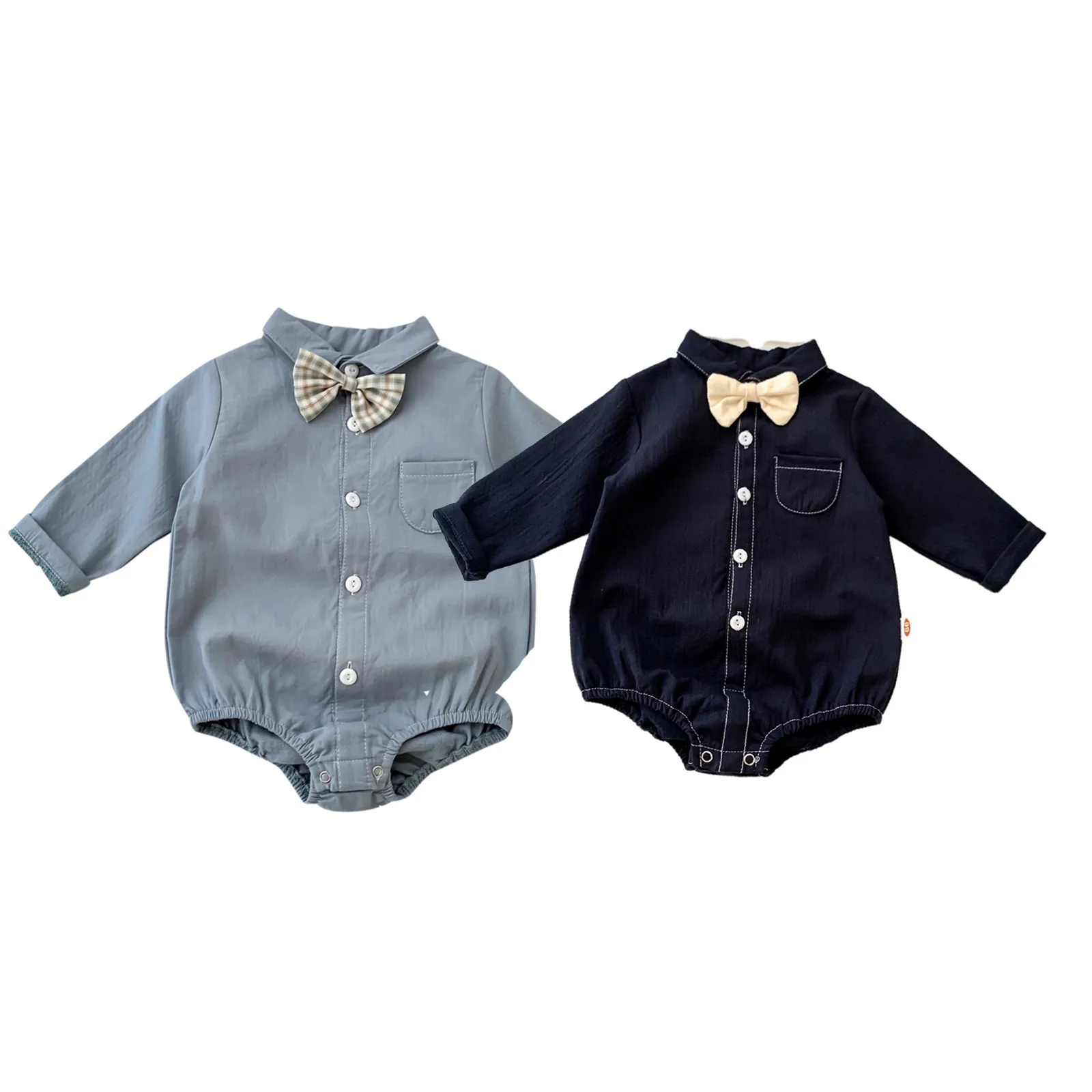 

0-2Y Infant Newborn Romper Baby Boys Long Sleeve Gentleman Bowknot Romper Bodysuit Outfit New Fashion Party Clothes Baby Items