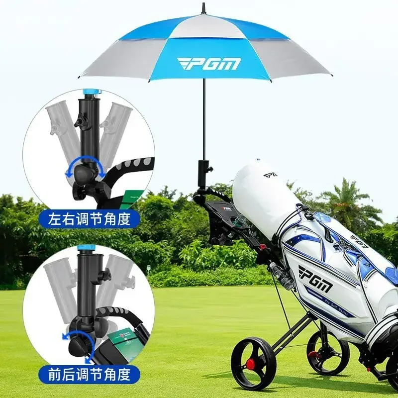 PGM Golf Bag Trolley Three Wheels Foldable with Brakes Equipped with Seat Ice Bag Umbrella Water Cup Holder Golf Push Cart QC006