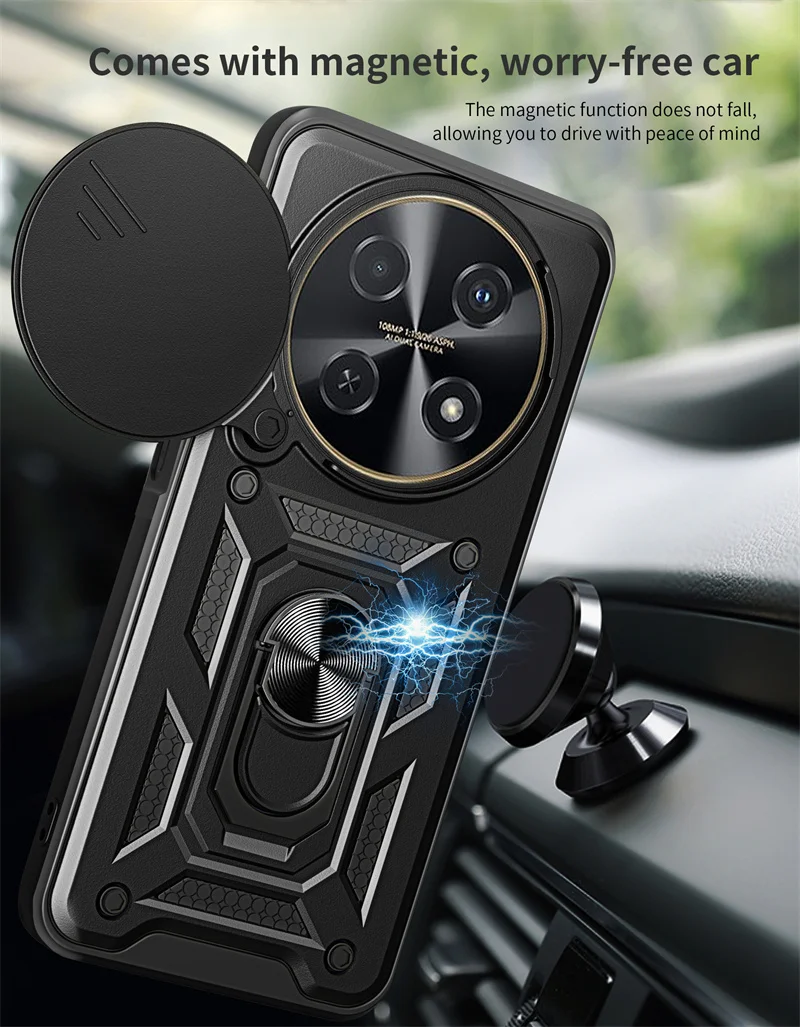 Armor Shockproof Back Cover with Magnetic Ring Holder