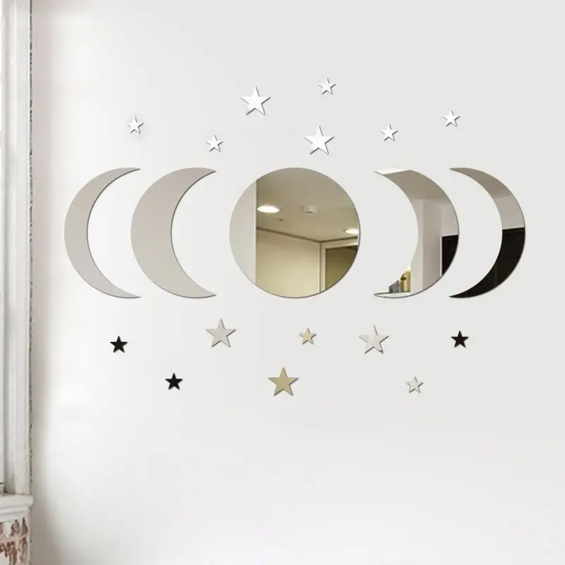 Acrylic Wall Sticker 20pcs Star Moon Shape for Wall Decoration