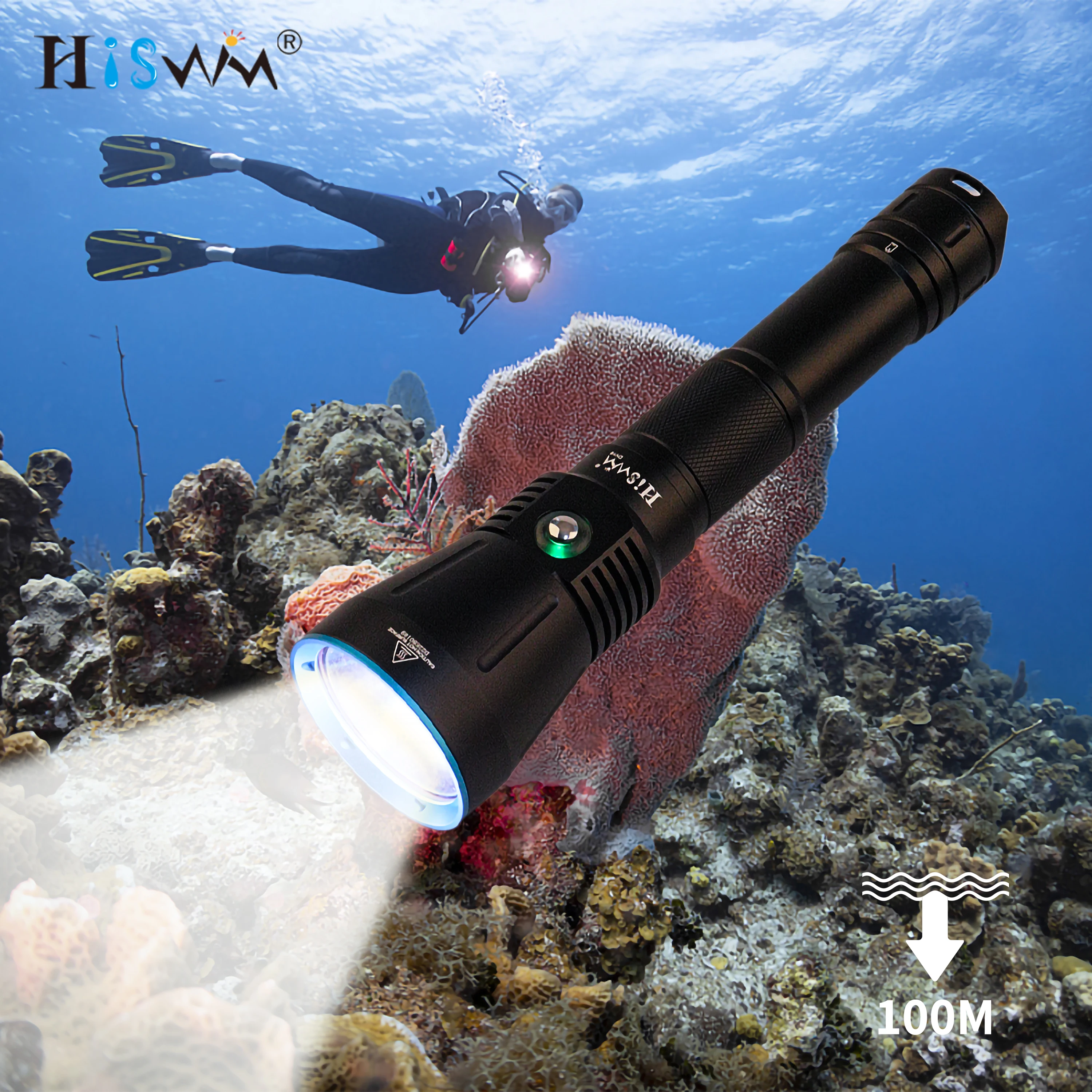 Hiswn Strong Underwater Flashlight Dv16 Luminus Sst70 4000lumen Scuba