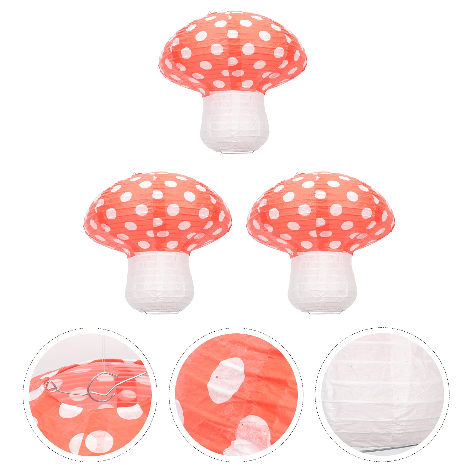 3Pcs Mushroom Hanging Paper Lanterns Creative Stereo Lantern for Party