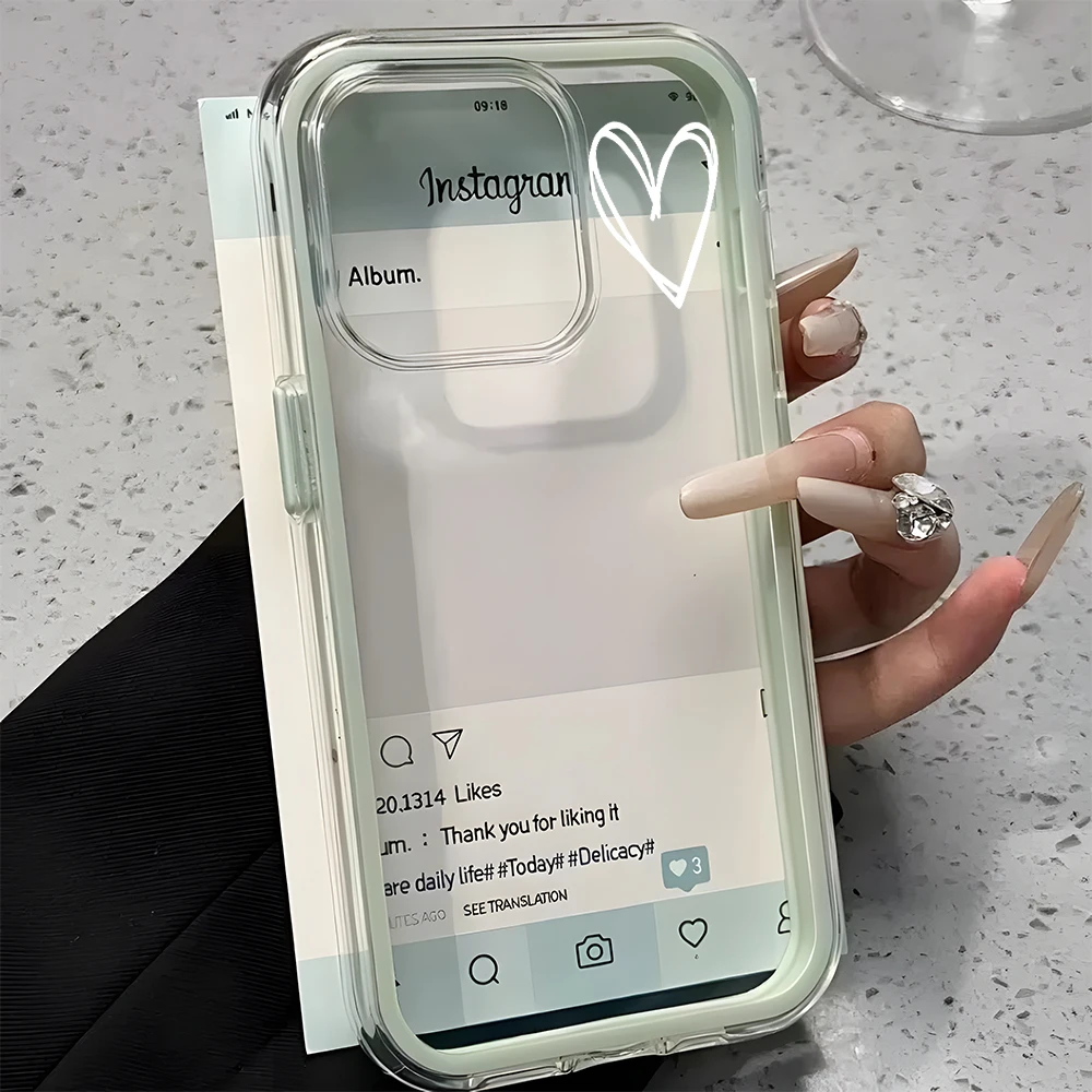 Elegant White Heart Pattern 2-in-1 Clear Phone Case