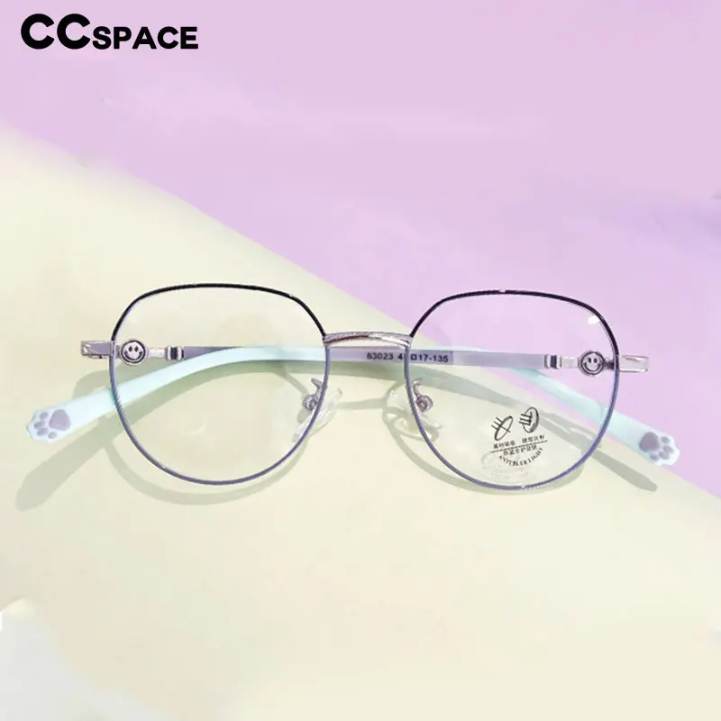 Kids Glasses Frame Anti Blue Light Glasses Round Metal Eyeglasses Children's Optical Glasses Frame Cat Claw Fashion Anti Blue Light Computer Glasses Myopia