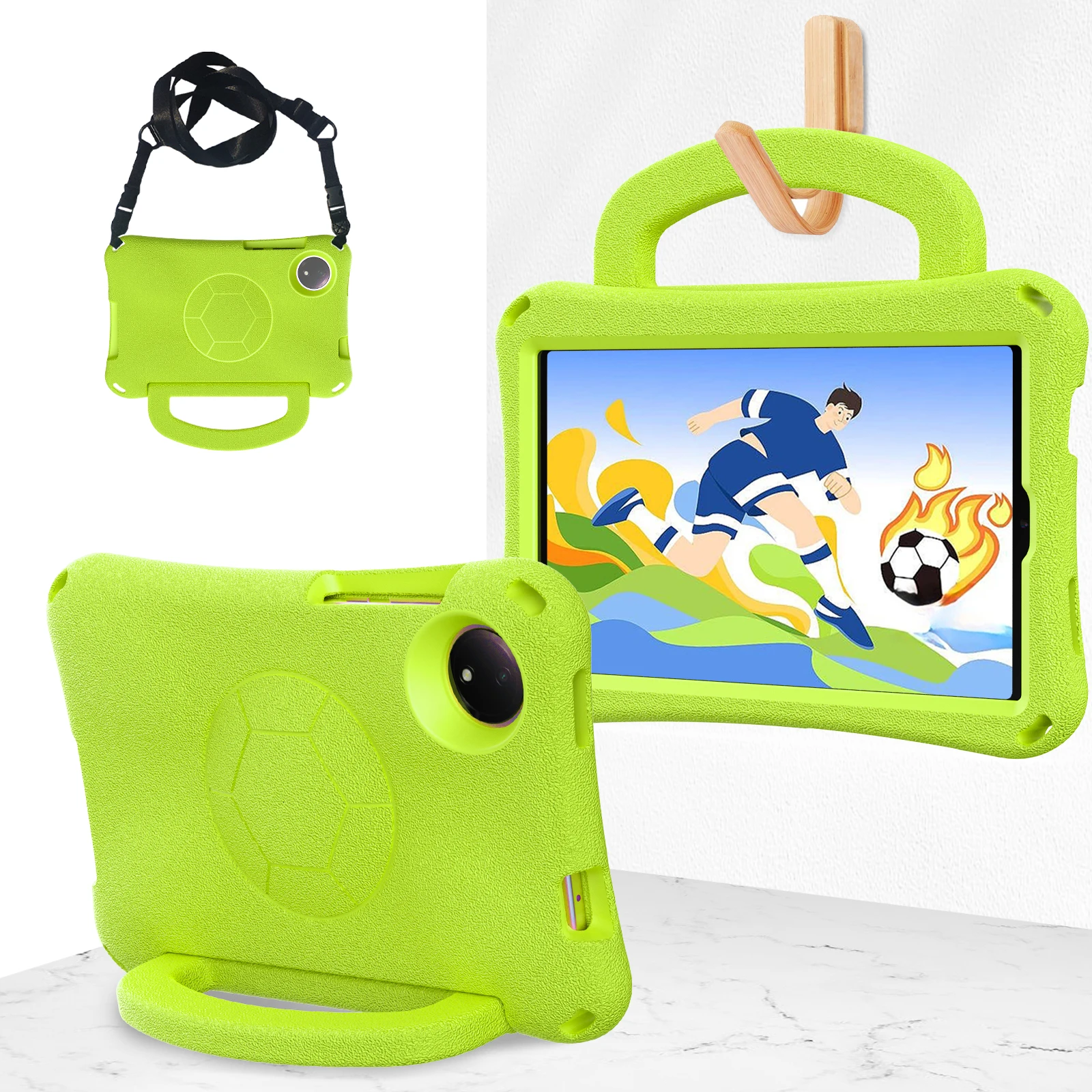 Durable EVA Football-Themed Tablet Stand Case, Rugged Protective Cover