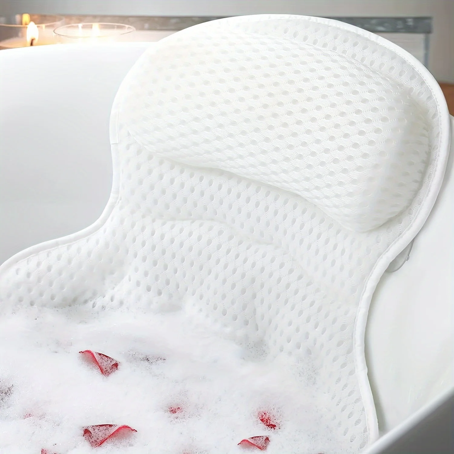 Luxury Bath Pillow – 3D Air Mesh Neck & Back Support with Strong Suction Cups 4