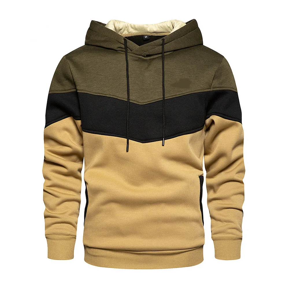 

Tops 2023 Korean Style New Men Vertical Bar Color Matching Sweatshirts Casual Streetwear Loose Drawstring Hoodies M-3XL