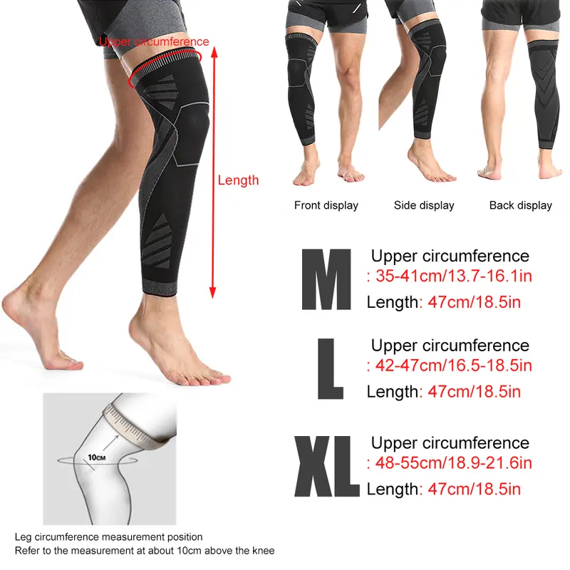 BraceTop 1 PC Full Leg Sleeves Long Compression Leg Sleeve Knee Sleeves Protect Leg, for Man Women Basketball, Arthritis Cycling - Image 6