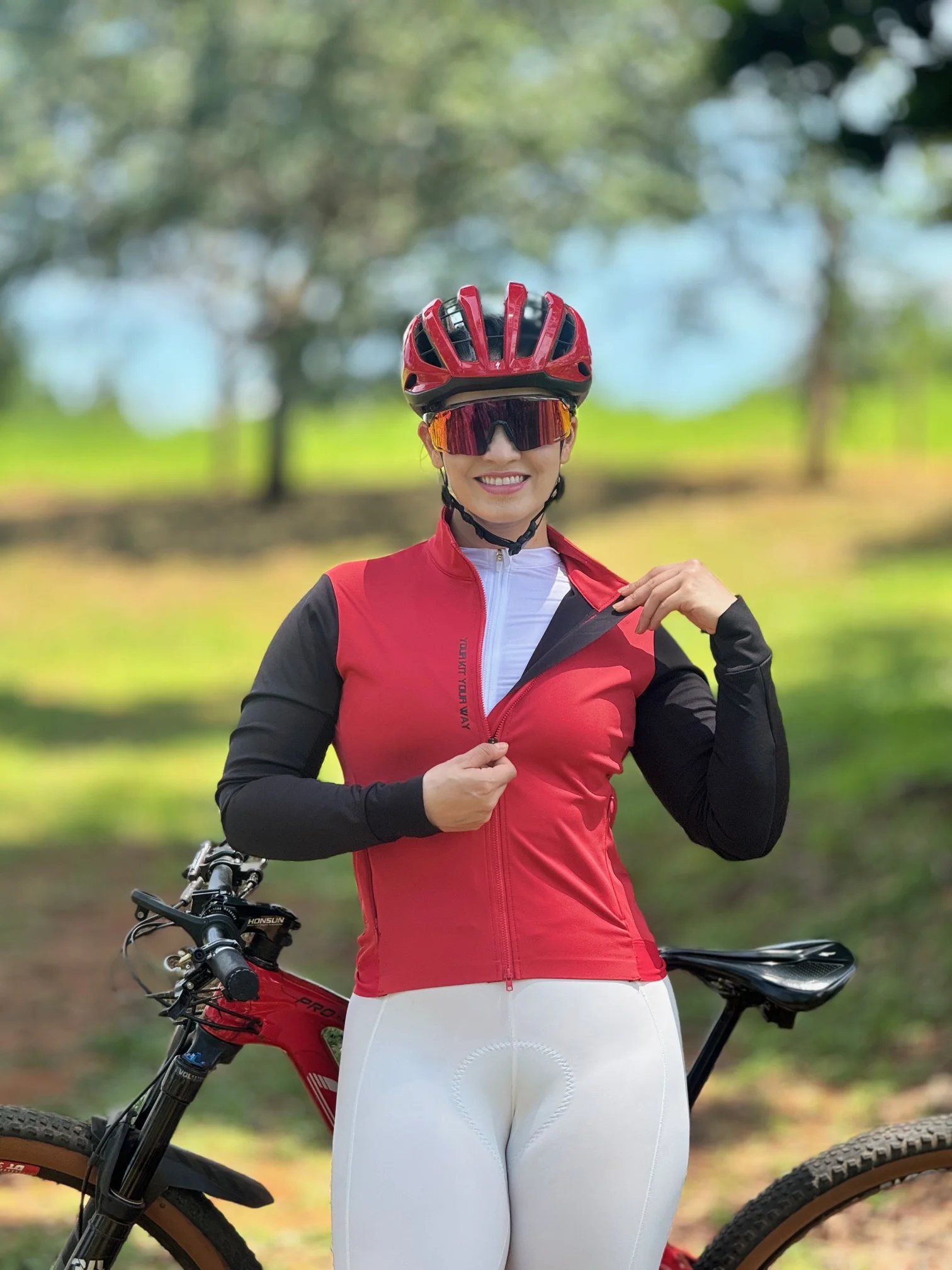 YKYWBIKE Fahrradjacke Damen 
 Winddichte wasserdichte Fahrrad-Windjacke, wasserdichte Rennrad-Trikot-Fahrradbekleidung – Detail 3