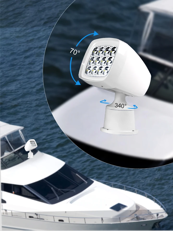 Projecteur LED MSW 60W Rotatif 360° - 9-32V - Télécommande - IP65 - Pour Voiture, Bateau, Jardin, Camping