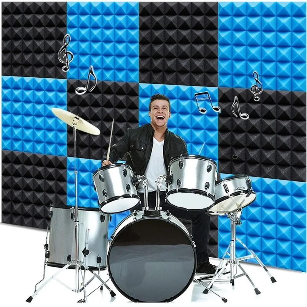 High-Density Soundproofing Foam 300x300x50mm Pyramid Sound Treatment Panel Noise Insulatio Sponge 1Pcs