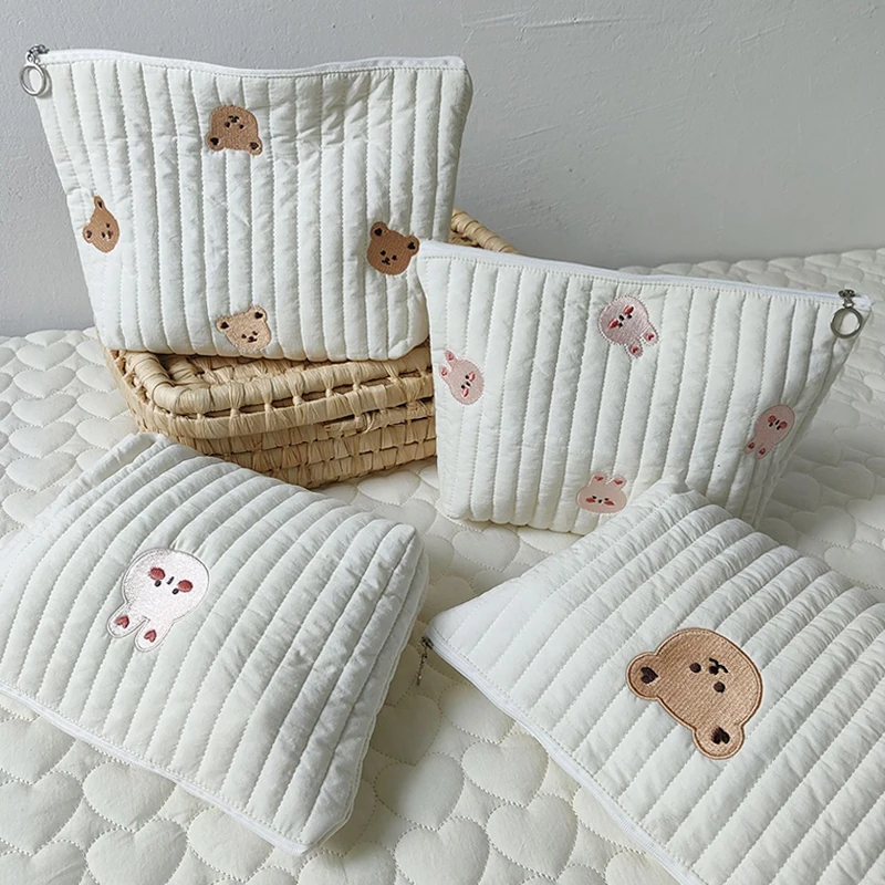 New Mommy Bag Cute Print Embroidery Mommy Bag Zipper Newborn Baby Diaper Nappy Pouch Travel Stroller Storage Bags
