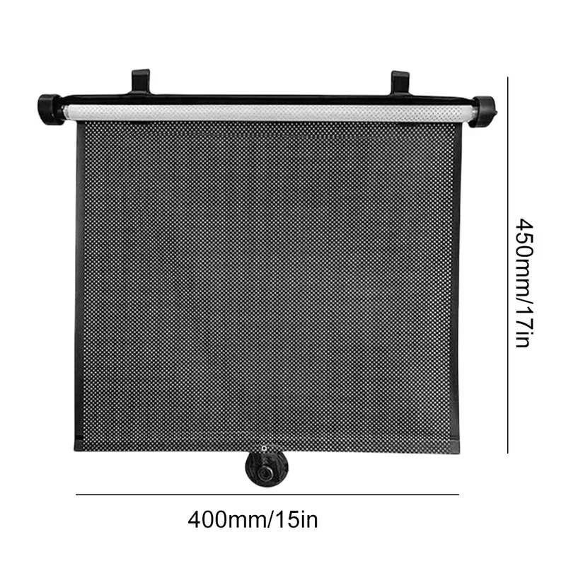 Car Sunshade Black Mesh Stripe Design Retractable Easy to Use Compact Storage