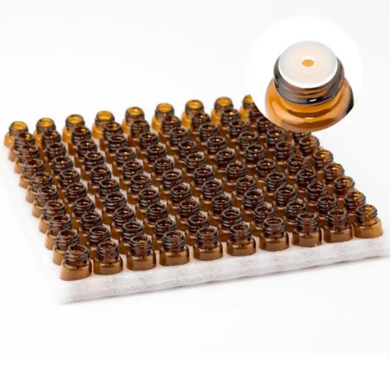 

100Pcs 1ml 2ml 3ml Small Empty Bottles Essential Oil Bottles Amber Glass Vial With Orifice Sample Dram Bottle