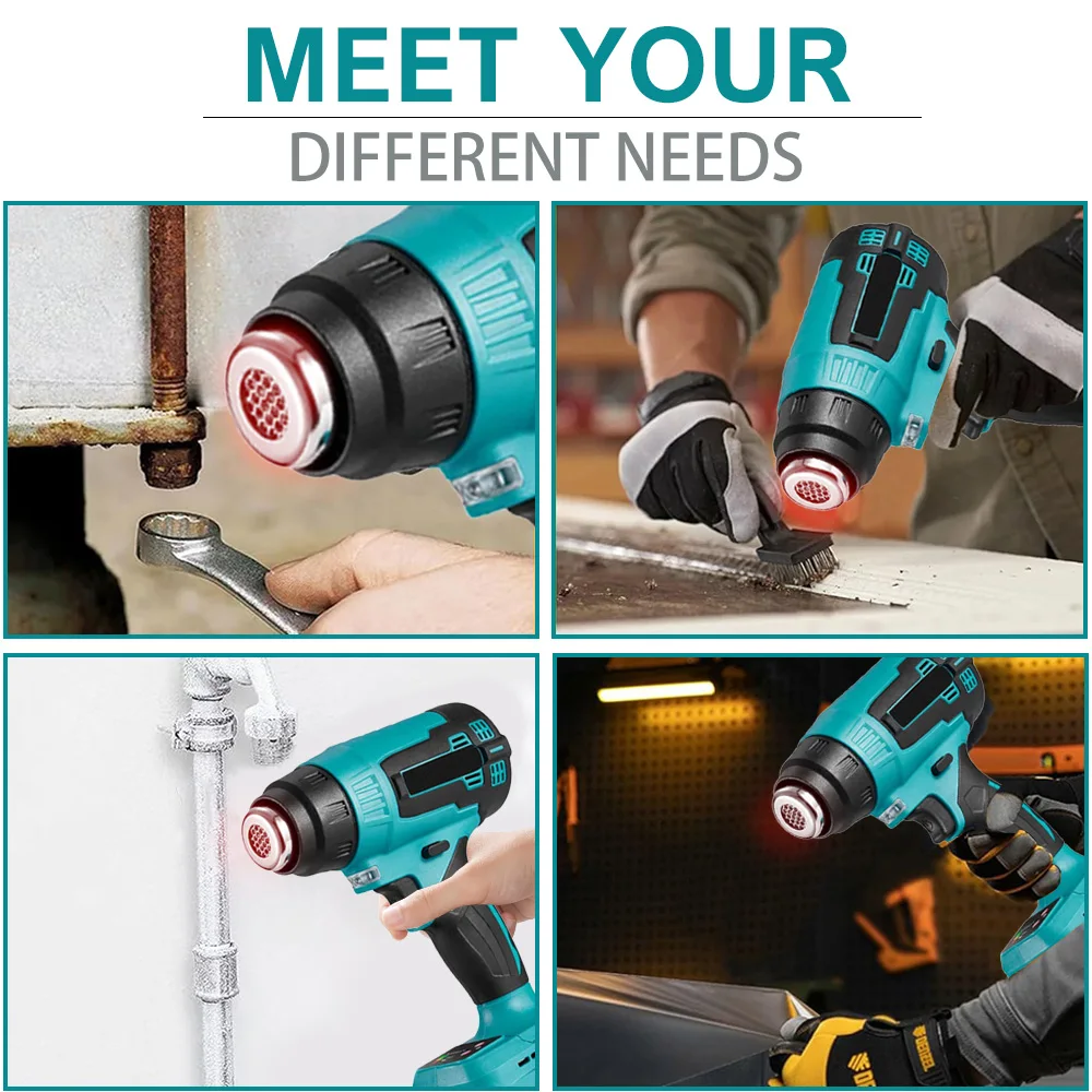 For Makita 18V Battery CordlessHandheld Wireless heating gun Max 500℃ Heat Gun 4 Nozzles For Crafts Shrink Tubing,Vinyl Wrap 4