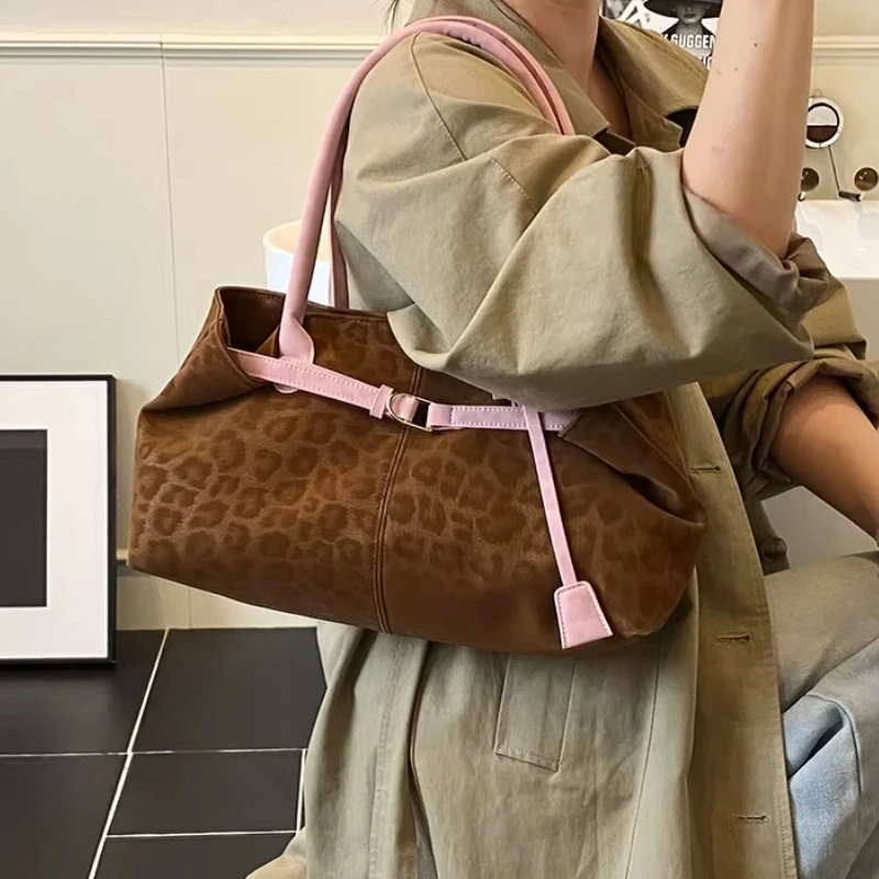 Leopard PU Leather Shoulder Bags for Women 2026 Luxury Designer Brand Trend Tote Bag Females Short Handle Handbags and Purses