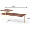 Modern Glass and Wood Coffee Table for Living Room, Mid-Century Brown Glass Coffee Table, Double Layer Center Table. 2