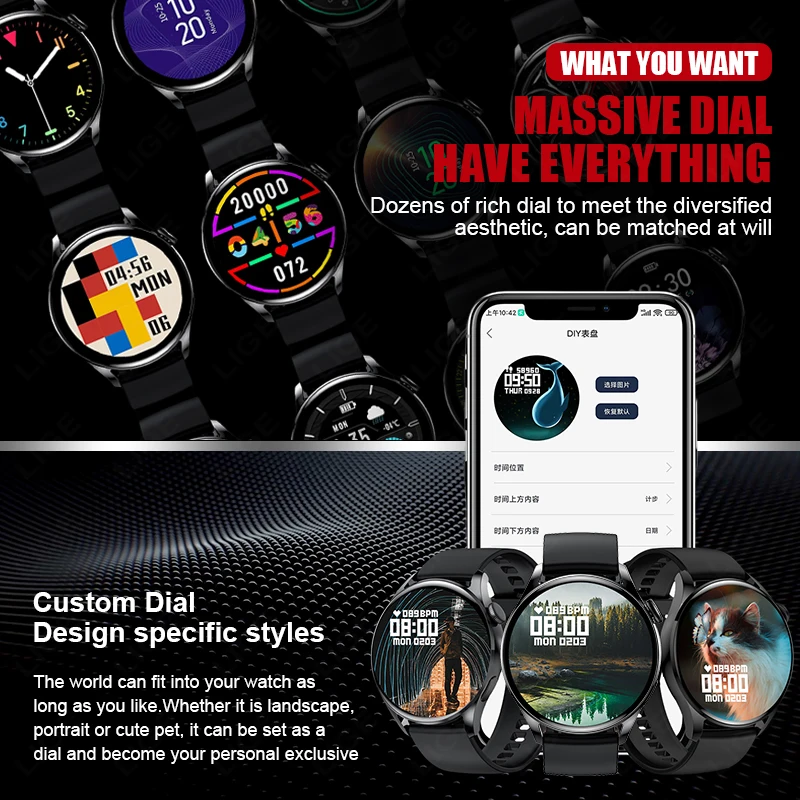 LIGE  NFC ׼  Ʈ ġ,  ȭ,  ƮϽ,  ո ð , IP68  ð