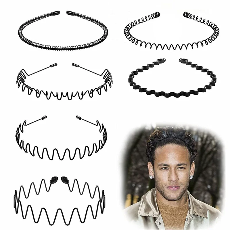 

Unisex Metal Wavy Spring Hair Hoop Lack Non Slip Outdoor Sports Headbands Simple Hairband For Women Men Face Washing Headdress