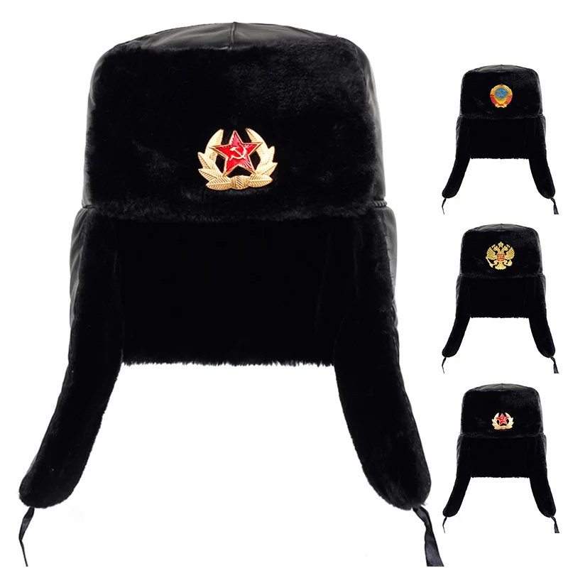 Cucuba® Unisex Sombreros Negro Original SOVIÉTICO Ushanka Marina DE Guerra DE Rusia – Idea DE Regalo (Tamaño: 59 Size L (EU