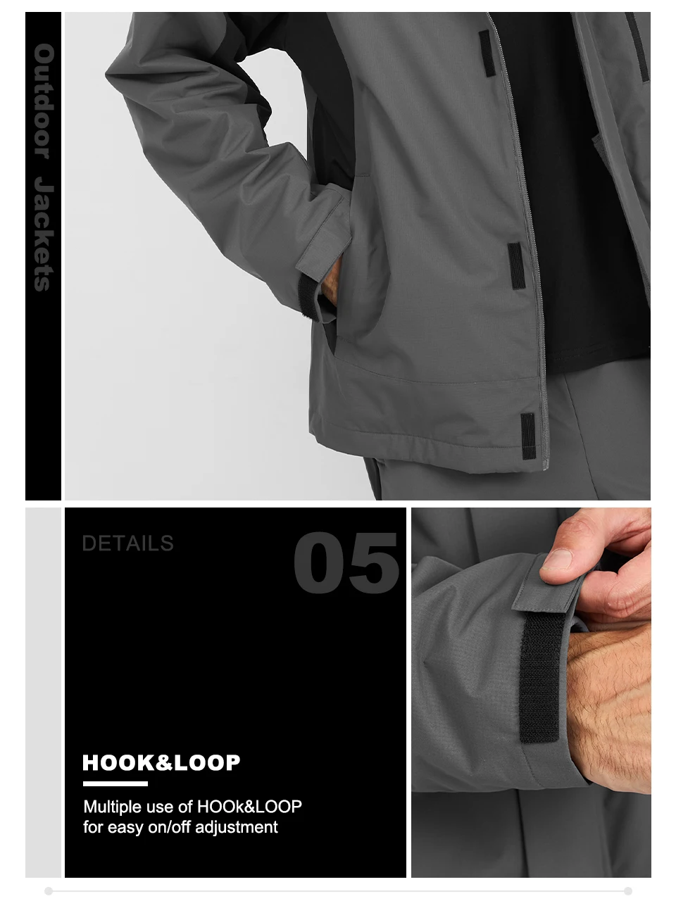 Baasploa Herrenjacken, Marken-Windjacke, 3-in-1, wasserdichte Mäntel aus gewebter Baumwolle, hochwertige, bequeme Wander- und Outdoor-Kleidung für Herren – Detail 9