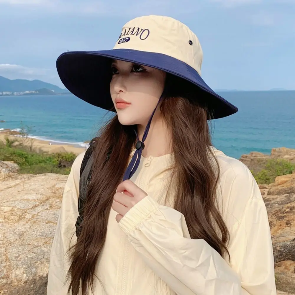 남녀공용 자외선 차단 버킷 햇, 통기성 넓은 챙, 파나마 모자, 여행 야외 해변 모자, 여름