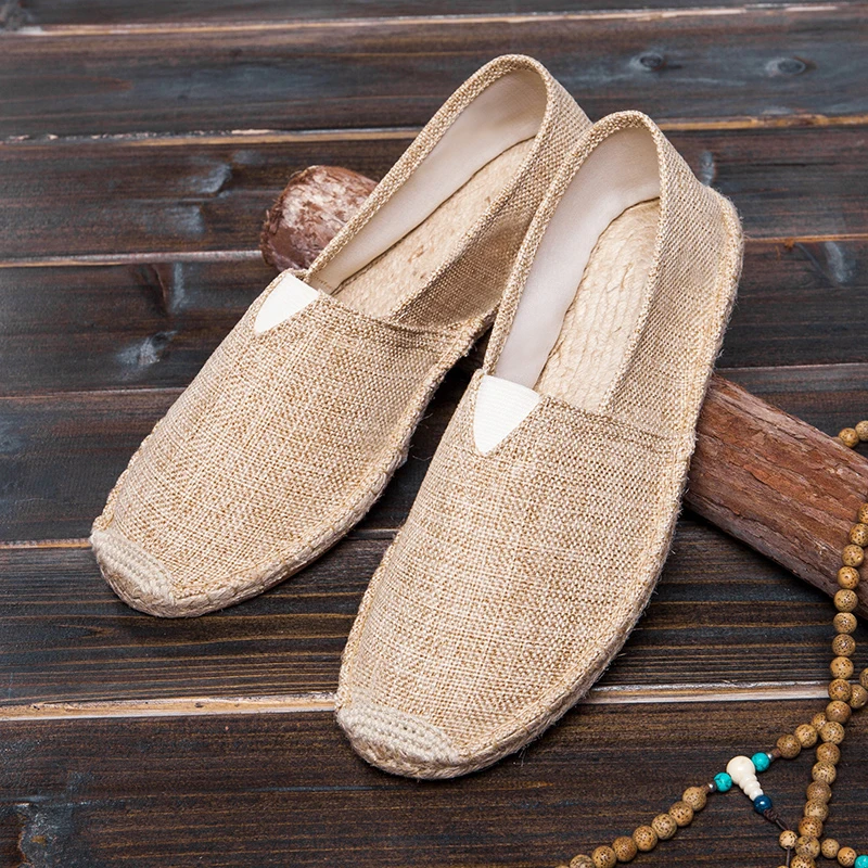 Breathable Comfortable Thick Sole Linen Shoes Soft Shoes for The Elderly Light Personality Canvas Shoes Lazy Shoes A Slip-on Men 2