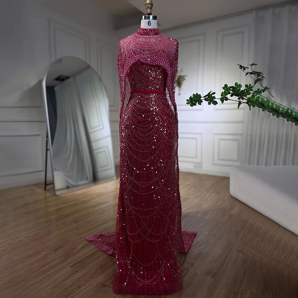 Sc4bccb849f334122a0d6acf06ab264b7p Arabic Nude Mermaid Long Cape Sleeves Luxury Evening Dresses Gowns For Women Wedding Party Mallzona